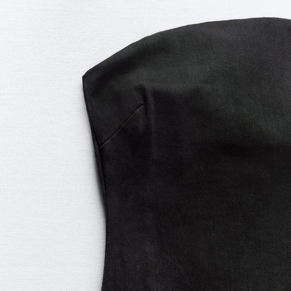 ZARA STRAPLESS FITTED DENIM DRESS FRAYED BLack  Sz L, XL XXL  BNWT - Picture 7 of 12